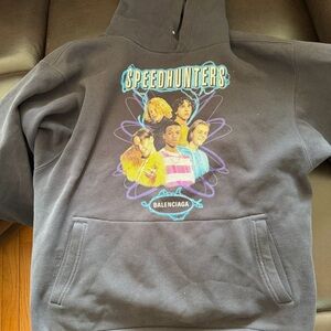 Authentic Balenciaga Black Hoodie with Multicolor Speedhunters Graphic